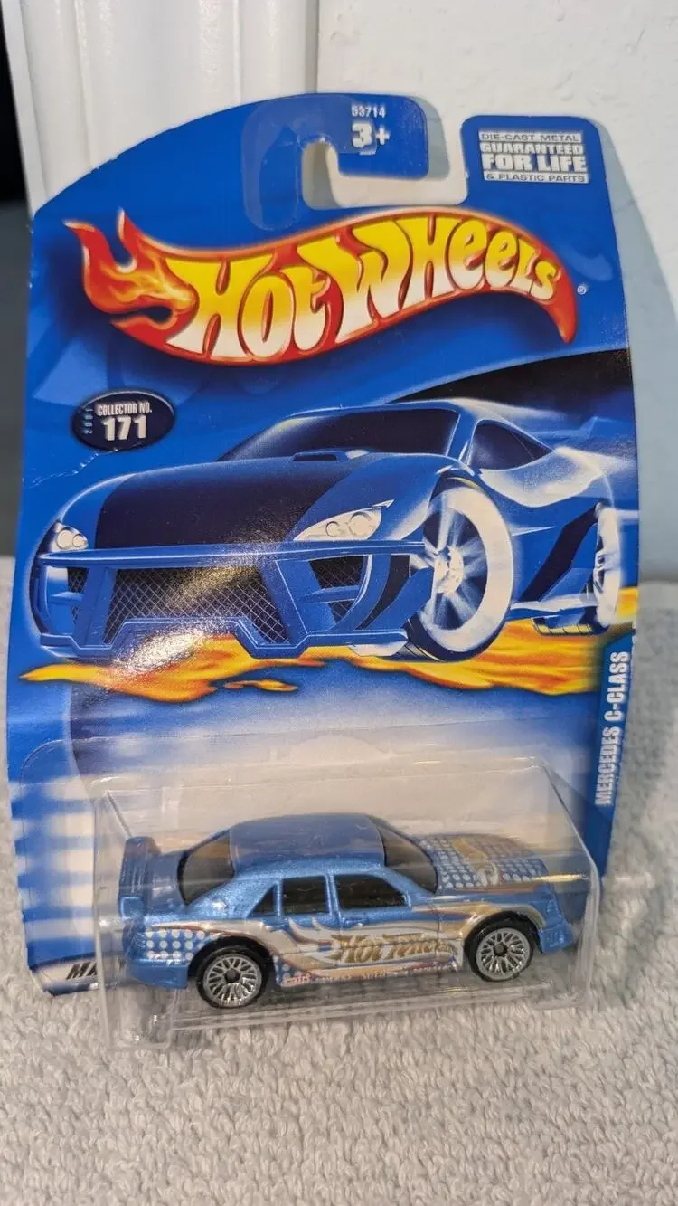2001 Hot Wheels Mercedes C-Class #171 53714 Blue Chrome Lace Wheels Sealed